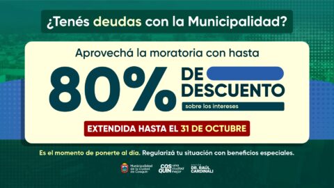 Se extiende la moratoria en Cosquín: hasta 80% de descuento sobre intereses y financiación con Tarjeta Cordobesa